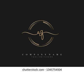 RQ initial handwriting logo template vector
