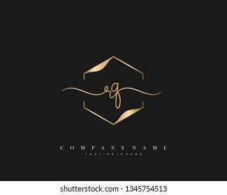 RQ initial handwriting logo template vector