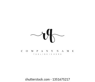 RQ initial handwriting logo template with luxury color vector.