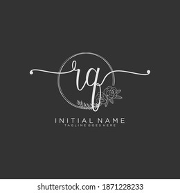 RQ Initial handwriting logo vector