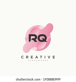 RQ Elementos de plantilla de diseño de icono del logotipo de la carta inicial con el arte colorido de la onda.