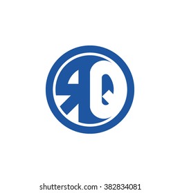 RQ initial letters circle business logo blue