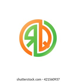 RQ initial letters looping linked circle logo orange green