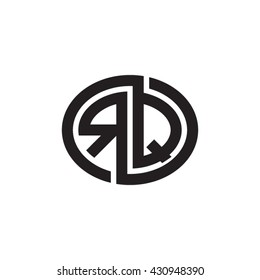 RQ initial letters looping linked ellipse monogram logo