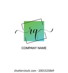 RQ Initial logo handwriting typographic template