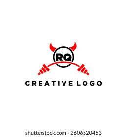 RQ initial monogram for fitnes or gym logo with devil style design