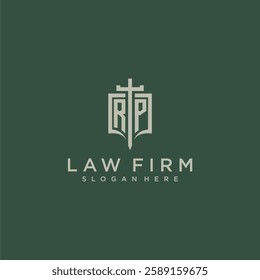 RQ initial monogram for law firm with sword and shield logo image