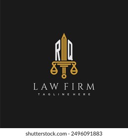 RQ initial monogram for lawfirm logo with sword and scale