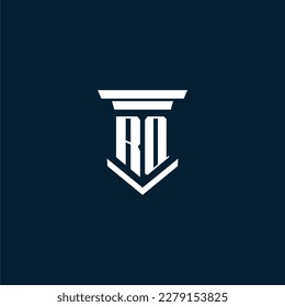 Leyenda del logotipo del monograma inicial de RQ con diseño de hitos
