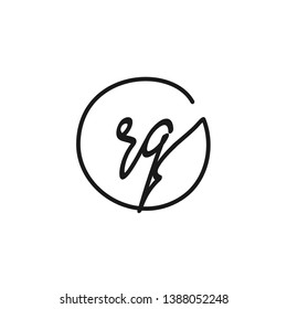 RQ initial signature logo. handwriting logo template vector,
