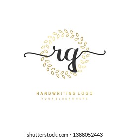 RQ initial signature logo. handwriting logo template vector,