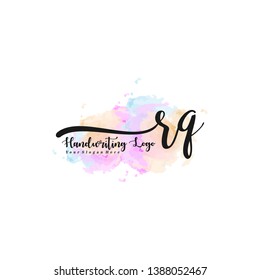 RQ initial signature logo. handwriting logo template vector,