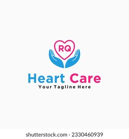 RQ initials hand care icon business template logo vector