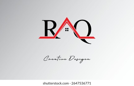 RQ Letter House Logo – Creative Real Estate Monogram with Roof Icon and Home Shape for Property, Architecture and Modern Branding
