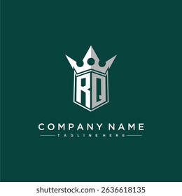 RQ letter monogram initial logo for shield and crown design