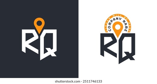 RQ Location Logo Bundle. Letter RQ Logo Dual Vector Icons for Recruitment and Navigation