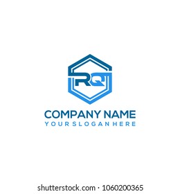 RQ logo letter initial, Abstract polygonal Background Logo,