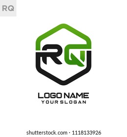 RQ logo letter initial, Abstract polygonal Background Logo,