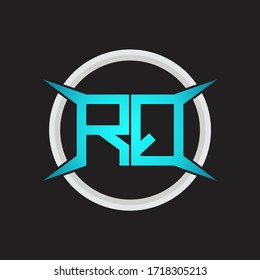 RQ Logo monogram with circle and four taper shape design template