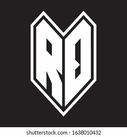 RQ Logo monogram with emblem line style isolated on black background