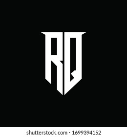 RQ logo monogram with emblem shield style design template