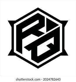 RQ Logo monogram with hexagon and sharp shape design template
