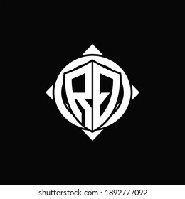 RQ Logo monogram isolated circle rounded with compass shape on black background
