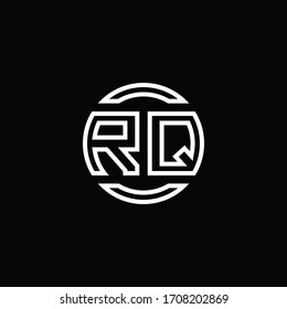 Monograma del logotipo RQ con espacio negativo y plantilla de diseño redondeado de círculo redondeado