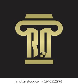 RQ Logo monogram with pillar style design template with gold colors