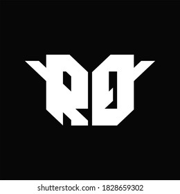 RQ Logo monogram with single wings design template on black background