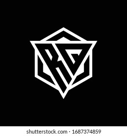 RQ logo monogram with triangle and hexagon shape combination isolated on back and white colors