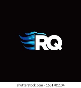 RQ monogram logo with blue fire style design template