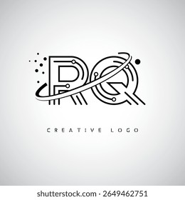 Logotipo de Monograma de Órbita RQ - Marca de Letra Mínima Futurista com Linha de Arte Circular, Pontos Inspirados na Tecnologia e Conceito de Movimento Espacial para Identidade de Marca Moderna