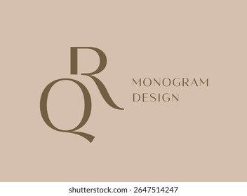 RQ or QR letter logo icon design. Classic style luxury initials monogram.