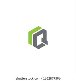 RQ or QR Unique monogram style logo design with blue and grey.