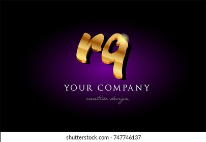 rq  r q alphabet combination letter logo in gold golden 3d metal beautiful typography suitable for banner brochure design