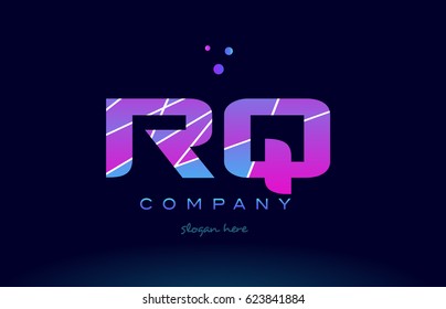 rq r q  creative color blue background pink purple magenta alphabet letter company logo vector icon