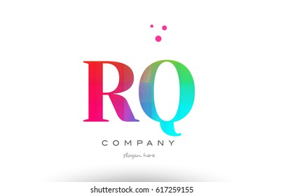 RQ R Q creative rainbow colors colored artistic alphabet company letter logo design vector icon template