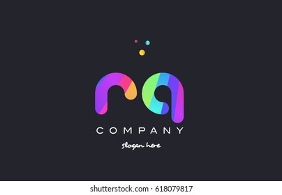 rq r q  creative rainbow green orange blue purple magenta pink artistic alphabet company letter logo design vector icon template