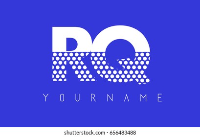RQ R Q Dotted Pattern Letter Logo Design Vector with Blue Background.