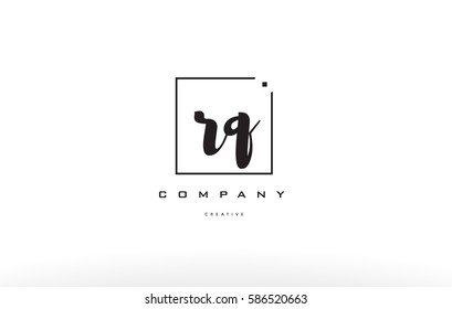 rq r q hand writing written black white alphabet company letter logo square background small lowercase design creative vector icon template 