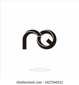 rq r q Initial Letter Split Lowercase Modern Monogram linked outline rounded logo