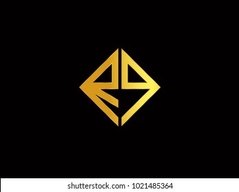 RQ square shape Gold color logo