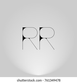 RR Black thin minimalist LOGO Design with Highlight on Gray background.