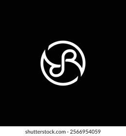 RR circle shape monogram logo design with black background.