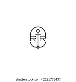 RR creative letter logo design in anchor concept with high quality professional design that will print well across any print media