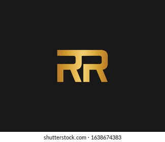 RR rr entwined alphabet initial monogram logo design in gold