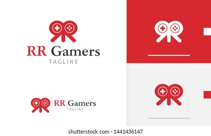 RR Gamers logo design concept, double R icon design, gamers design concept, joystick button design
