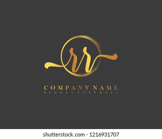 RR initial handwriting logo circle template vector