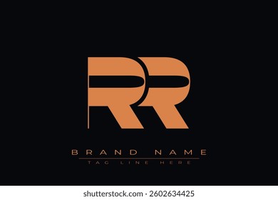 RR initial letter logo design. Letter R and R luxury alphabet letter logo icon template